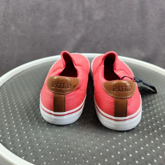 Polo Ralph Lauren Thompson Sneakers Mens Size 9D Red Canvas Slip On Casual NEW
